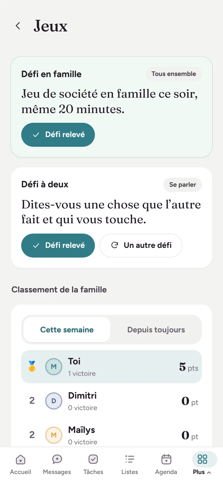 Capture d’écran : Jeux et défis